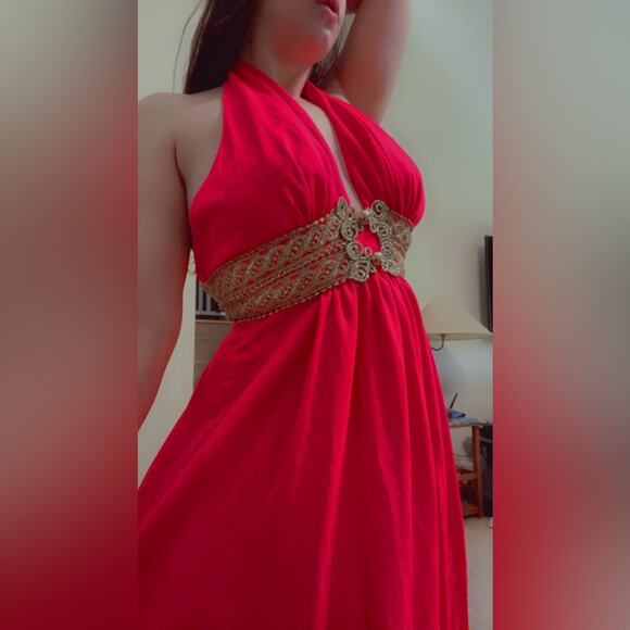 70s Mike Benet halter gown red - Picture 1 of 8